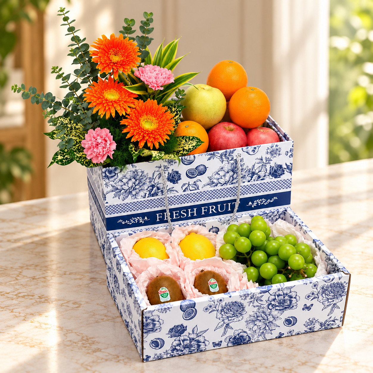 Elegant_Blue_Floral_Fruit_Box_Under_1MB FB 526 - Fruit Glow - Image 1